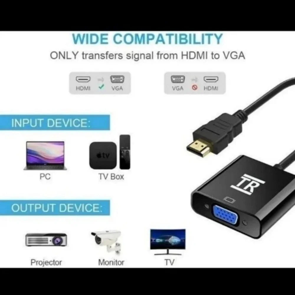 TechRise Gold Plated HDMI to VGA (Male to Female) Converter NWT SO
